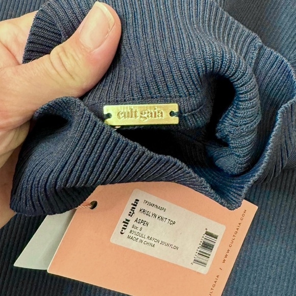 Cult Gaia | NWT Krislyn Knit Top in Aspen Navy Small - Picture 7 of 11
